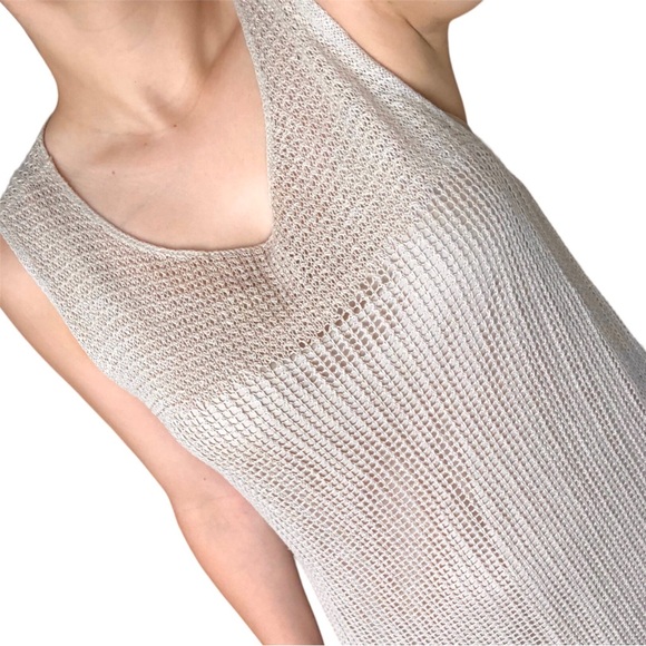 Eileen Fisher 100% Silk Crochet Sheath Sleeveless Midi Dress | Large - Picture 4 of 10